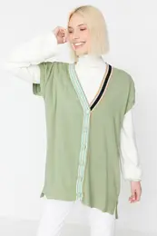 Mint Collar Strip Detailed Knitwear Sweater