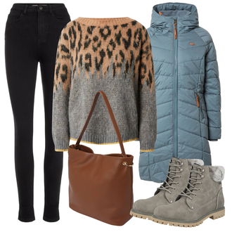 Outfity na zimu Zvířecí potisk s Šedá Pletený Oděv Liu Jo "Zimní outfity"