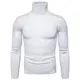 WSLCN Herren Rollkragen Pullover Slim Fit Einfarbig Klassik Umlegekragen Strickshirt Sweater Freizeit Tops Weiß DE M (Asie L)