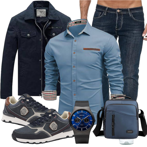 Hellblau/Blau/Grau Casual Top/T-Shirt mit 3/4-Ärmel/Langarm-Shirt/Hemdoberteil/Hemdbluse/Businesshemd/Casual Hemd/Business Hemd COOFANDY kombinieren