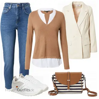 Schicke Outfits Coole mit Blau/Hellblau Caprijeans/Cropped Jeans/High Waist Jeans/Mom Jean/Push up Jeans/Winterjacke bdg urban outfitters "Schickes Herbst Outfit"Look: 90er, Coole, Old Money