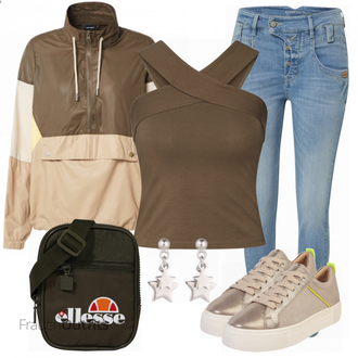Outfit mit Schwarz Schultertasche Ellesse "Cool für die Freizeit"