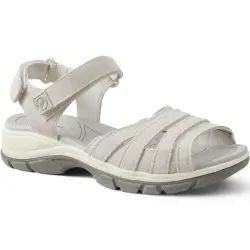 Allwetter-Sandalen aus Veloursleder in weiter Passform, Damen, Gre:37.5 Wei, Gummi/Rauleder, by Lands'''' End