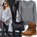 Leather leggings outfits Raudona moterims image