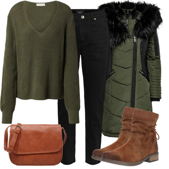 Outfit sa Crna Traper Tajice/Jeggings/Samt Hlače/Uske Hlača/Samtaste Tajice/Skinny Hlače/Hlače s Prorezom VERO MODA "Udoban zimski outfit"