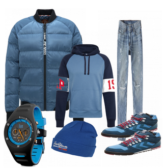 Outfit mit Blau Sneaker Hummel "Jozef"