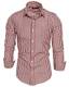 Amaci&Sons Herren Kariertes Slim-Fit Trachtenhemd Bügelleicht Oktoberfest Karo Hemd 5006 Bordeaux M