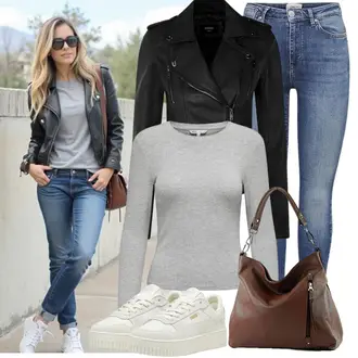 Frühlings Outfits Old Money mit Grau/Hellgrau Klassische Länge/Strickshirt/Rollkragenshirt Only "Perfekt für die Freizeit"Look: Nahtlos, Sportlich, Mit Transparent, Schön, Old Money, Egirl