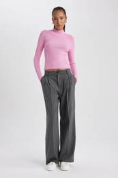 Wide Leg Double Pocket High Waist Darts Standard Length Trousers