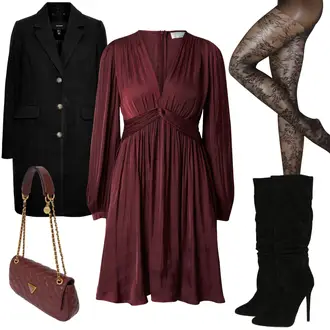Blusenkleid Outfits "Burgundy Evening Look"