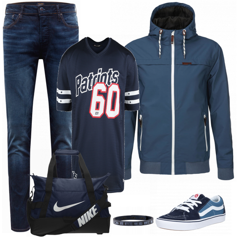 Schwarz Schultertasche Nike kombinieren