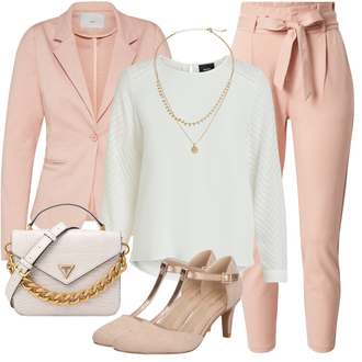 Outfit s Krémová/Bílá Halenkový Top/Halenka s Dlouhým Rukávem/Slip-on Halenka/Halenka se Stojatým Límcem/Kožená bunda pro muže/Crash blůza/Dětská hračka/Sportovní Halenka/Mušelínová Halenka/Blůza s nášivkou na lokti Object "Stylový look na jaro"