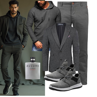 Classic Outfit mit Dunkelgrau/Hellgrau/Khaki/Grau b BLEND "Business Outfit"Look: Classic, Moderne, Empire, Smart Casual, Old Money, Coole, Schön, Casual