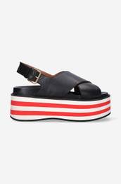 Usnjeni sandali Wedge Shoe enski, rna barva