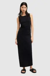 Bombažna obleka KATARINA DRESS črna barva, W009DA