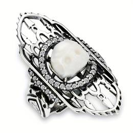 Total Weight 7.3g 1pc Women's Fashion Gothic Style Personality Ring 925 Pure Silvery Vintage Hip Hop Skull Wide Face Open Adjustable Ring