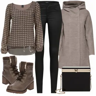 Outfit mit Schwarz Kleid/Tasche/Gürtel/Jeans SOAKED IN LUXURY "heine"