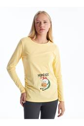 Crew Neck Printed Maternity T-Shirt