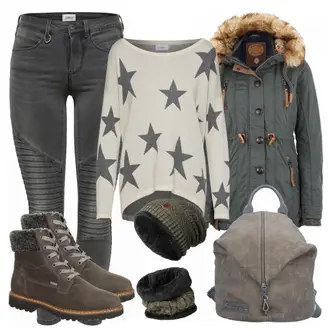 Outfit mit Schwarz Stiefel Sioux "Stars"