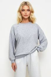 Trend Alaat Stili Women's Carmelange Crew Neck Oversize Seasonal Basic Sweatshirt