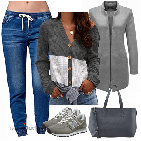 Dunkelblau/Blau Schlupfjeans/Sweatjeans/T-Shirt Ybenlover kombinieren