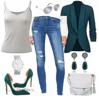 Hochzeitsgast Outfit mit Grün/DunkelGrün/Türkis Eleganter Schuh/Slingpump/Bequemer Pump/High Heel/Vintage Pumpe/Hochfrontpump AOOAR "Naomi"