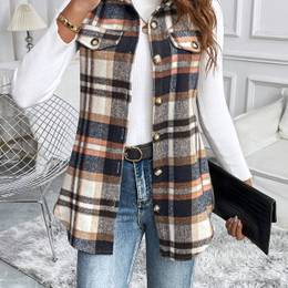 Women's Vest With Button Detail, Woven Polyester, Casual Tone-on-tone Design, Adult Vest With Standard Collar -