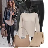 Outfits mit schwarzen Lederjacken image