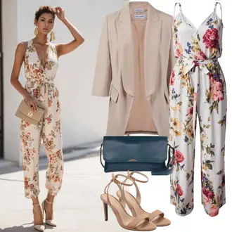Svatovski gost Outfit sa Ljubičaste boje/Pastelne boje/Plava/Svjetloplava/Siva Kombinezon/Ljetni Kombinezon/Kratki Kombinezon factory price "Stilski outfit za proljeće"