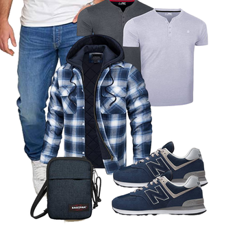 Outfit mit Blau/DunkelBlau/HellBlau WinterPullover/KapuzenPullover/Sport Hoodie/Hoodie/Ausgefallener Hoodie/Strick Hoodie/Sweatjacke TACVASEN "Cooles Outfit"