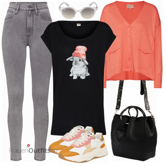 Outfit mit Rosa/Beige/Blau Sneaker SCOTCH & SODA "Iriedaily TShirt"