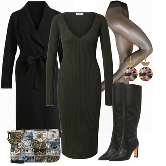 Outfit met grijs Desigual "Elegante Winteroutfit"