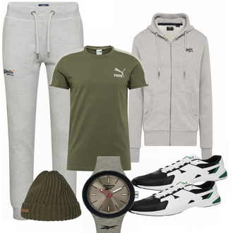 Outfit mit Grau Hoodie Superdry "Freizeit Outfit"