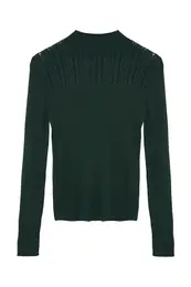 Emerald Green Openwork/Hole Knitwear Sweater