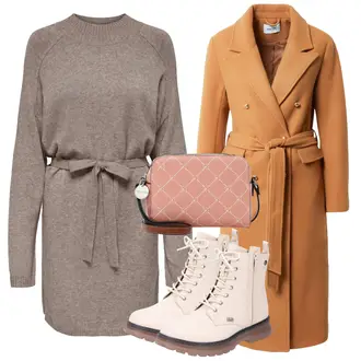 Outfit s Šedá/Béžová/Hnědá/Fialová Svetrové Šaty/Zimní Pletené Šaty/Pletené Šaty Only "Zimní outfity"