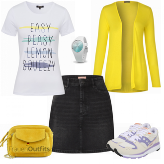 Outfit mit Grau Sneaker Saucony "MORE MORE Shirt"