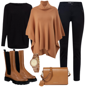Outfit mit Weiß/Schwarz Strickjacke/Oversized Zip Hoodie/Oversize Musselin Bluse Zero "Perfekt für den Herbst"