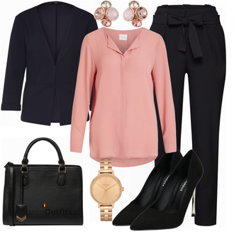 Outfit met beige Sieraad Ted Baker "VILA Blouse roze"