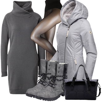 Outfity na zimu s Černá/Šedá/Tmavě šedá/Krémová/Béžová Punčocháče/Punčocháče Velká Velikost/Podpůrný punčocháč/Nylonová punčocha Swedish Stockings "Outfity na zimu"