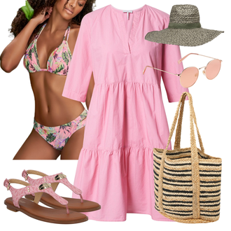 Outfit mit Grün Accessoire/Strandtasche warehouse "Schöner Sommer Look"