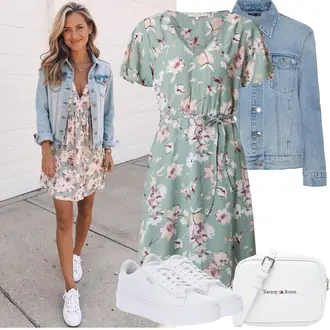 Outfit sa Svjetloplava/Svjetlozelena/Zeleno Haljina Veći Broj/Tunika About You "Proljetni Outfit"