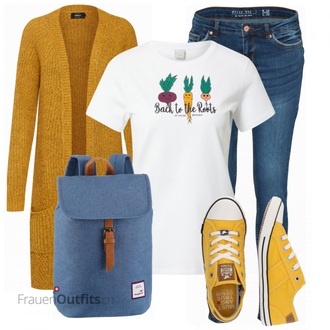 Outfit mit Gelb Strickjacke Only "Modisches Frühlings Outfit"