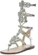 Hinyyrin Damen Strass Sandalen Gold Silber Gladiator Sandalen Sommer Flach Kleid Sandalen Strand Hochzeit Bankett, (Silberfarben), 38.5 EU