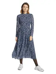 TOM TAILOR Denim Damen 1024509 Midi Kleid mit Blumenmuster, 16355 - Blue Flower Print, M EU