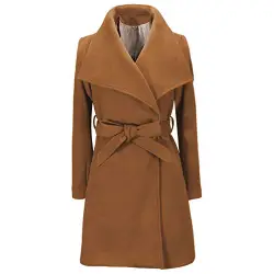 Writtian Trenchcoat Damen Schwarz Wintermantel Warm Outwear Mantel Lässige Revers Übergangs Herbst Winter Wool Jacket Lose Oversize Winterjacke mit gürtel Parka Knielang grün