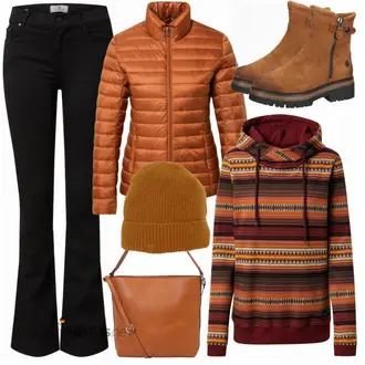 Outfit mit Orange Hut Ichi "Warmer Alltagslook"