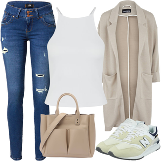 Outfit mit Beige/Braun/Khaki Wintermantel Wollmantel/Langer Mantel/Strickmantel/Oversize Mantel/Sommermantel/Midi Mantel/Wollmantel/Leichter Mantel/Kaschmir Mantel/Kaschmir-Strickjacke/Lange Strickjacken/Winter Strickjacke/Wolle Strickjacke/Strickjacke Gefüttert/Strickjacke Tracht/Stehkragen-Strickjacke Pieces "Frühlings Outfit für Damen"