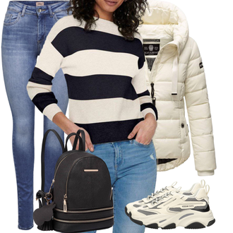 Outfit met Lichtgrijs/bruin/beige/Turkoois/grijs/Donkerrood Vintage Sneaker/Platte Sneaker/Chunky Sneaker Steve Madden "Outfit voor de winter"