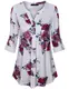 VAFOLY Langarm Tunika für Leggings, Damen Henley V-Ausschnitt Knopf Tunika Shirts Einfache 3/4 Manschette Ärmel Arbeit Blusen Elegante Blumen Herbst Casual Tunika Oberteile Weiß Rot M