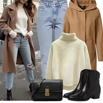 Outfit mit Schwarz/Braun/Dunkelrot Leder Stiefelette/Cowboy Stiefel/Western Stiefelette/CowboyStiefel Tamaris "Modisches Freizeit Outfit"